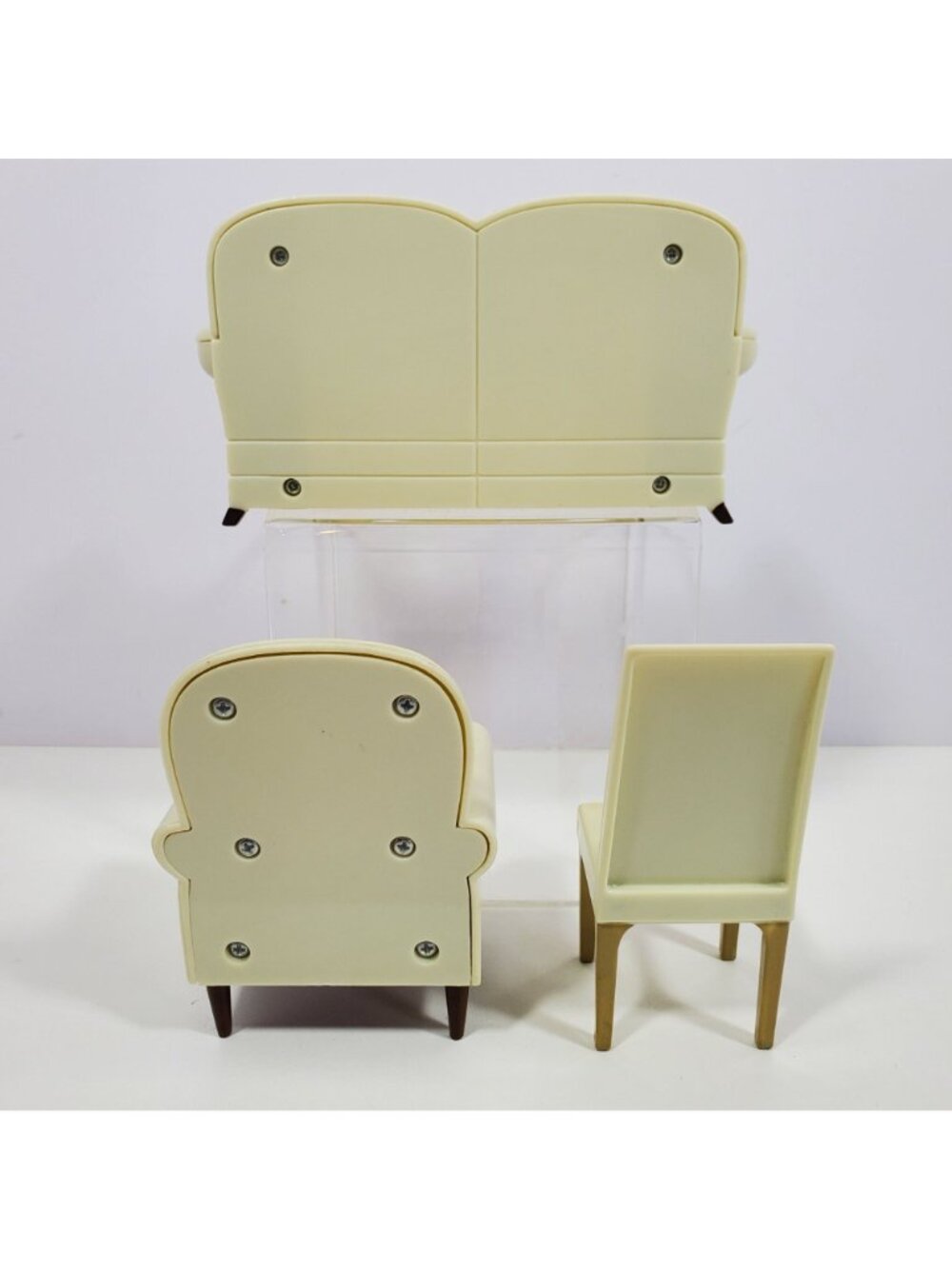 Couch Armchair Dining Chair Vintage Plastic Unmarked Dollhouse Furniture Lot - Picture 2 of 13